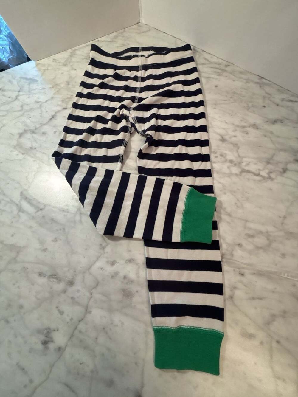 Hanna Andersson Organic Cotton Striped Long Johns Pants Navy White Size 5 / 110c